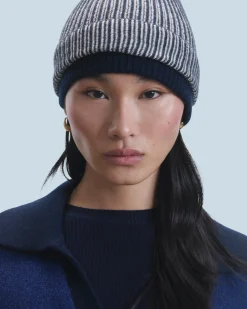 FROM FUTURE Bonnet à Revers BleuChiné Cheap