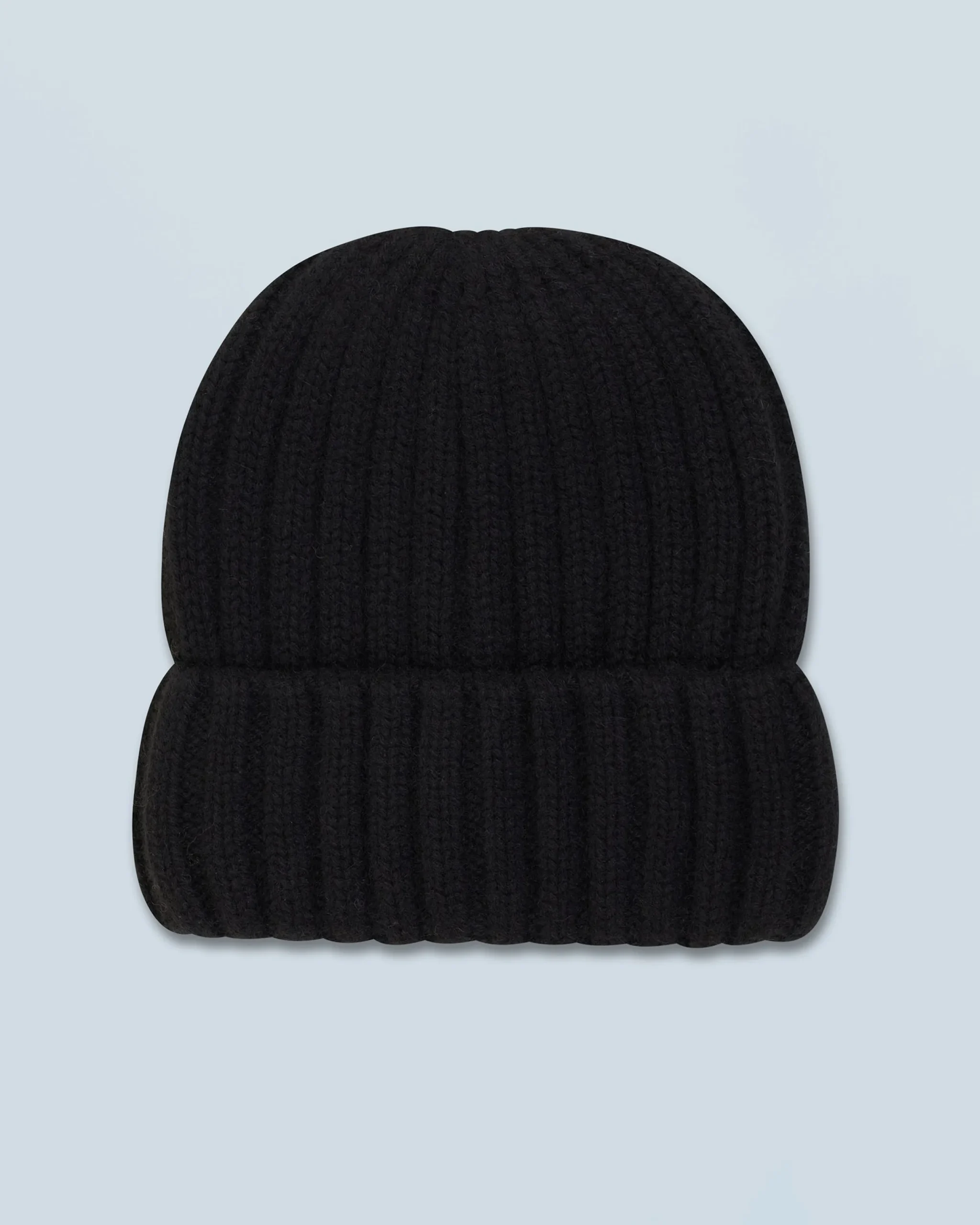 FROM FUTURE Bonnet à Revers à Cotes Noir Flash Sale