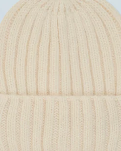FROM FUTURE Bonnet à Revers à Cotes Ecru Best Sale