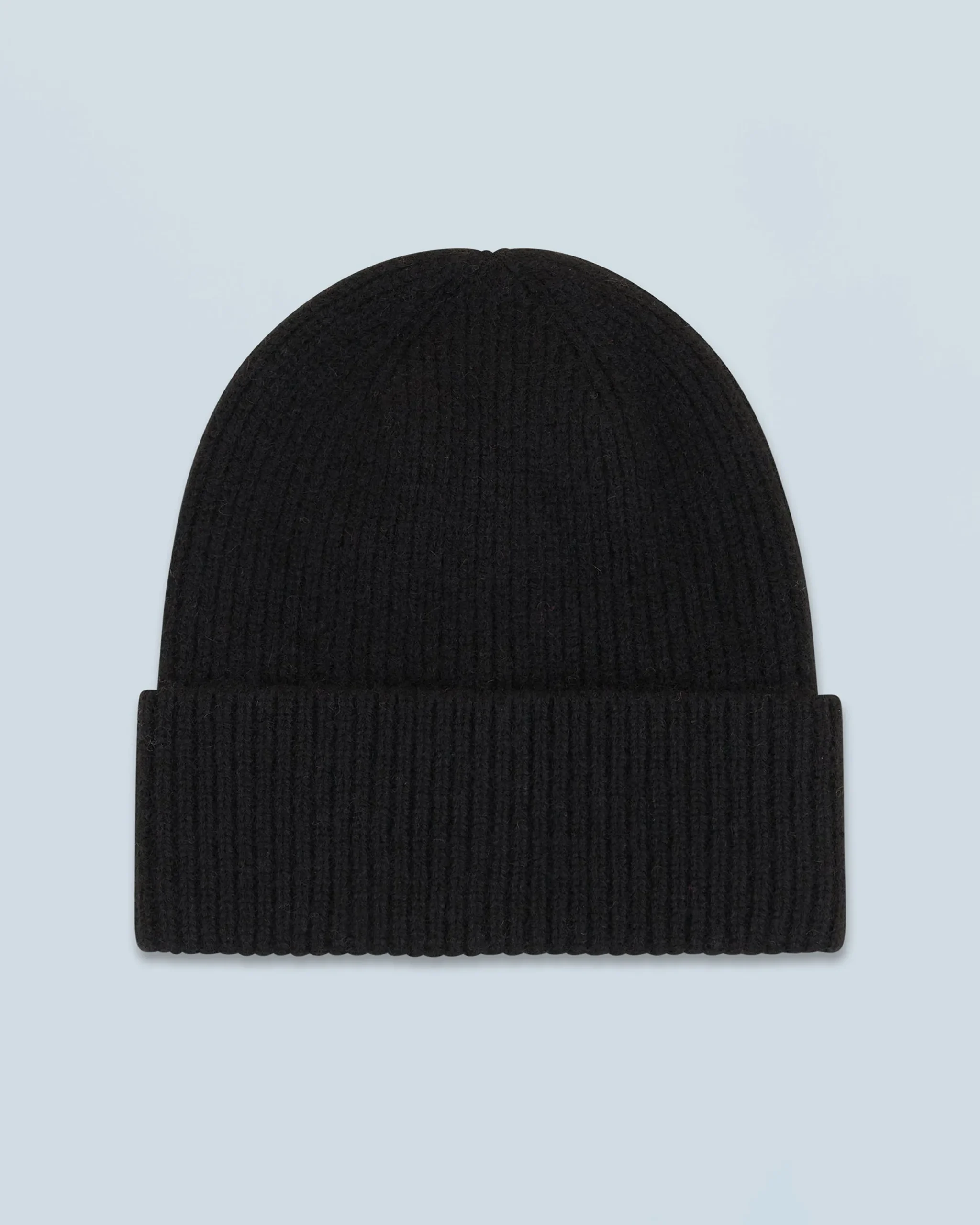 FROM FUTURE Bonnet à Revers à Petites Cotes Noir Cheap