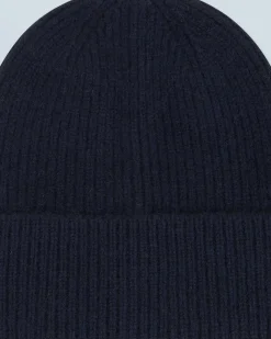 FROM FUTURE Bonnet à Revers à Petites Cotes Navy Best Sale