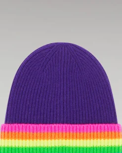 FROM FUTURE Bonnet à Revers Bandes Multicolore WinterPurple Cheap