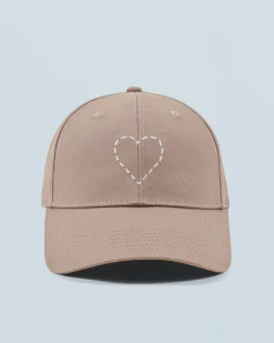 FROM FUTURE Casquette à Visière Courbée Coeur Brodé Taupe Hot