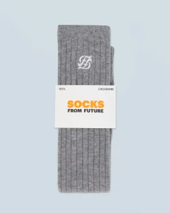 FROM FUTURE Chaussettes Hautes GrisChinéFoncé Sale
