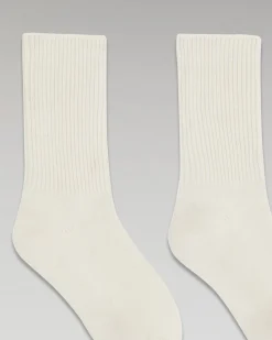 FROM FUTURE Chaussettes Mi-hautes à Côtes Ecru Online