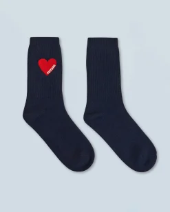 FROM FUTURE Chaussettes Mi-hautes Coeur Navy Outlet