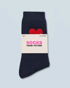 FROM FUTURE Chaussettes Mi-hautes Coeur Navy Outlet