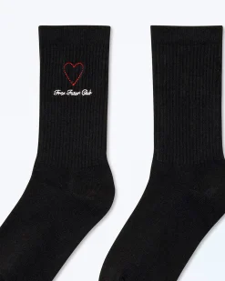 FROM FUTURE Chaussettes Mi-hautes Coeur Noir Flash Sale