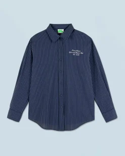 FROM FUTURE Chemise Manches Longues BleuFonceRayé Cheap