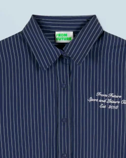 FROM FUTURE Chemise Manches Longues BleuFonceRayé Cheap