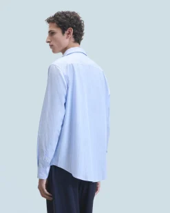 FROM FUTURE Chemise Manches Longues Coeur MultiRayuresBleuClair Online
