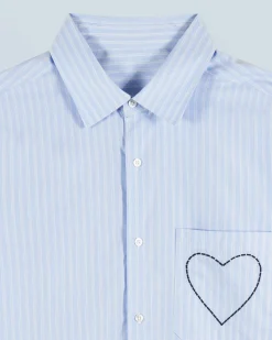 FROM FUTURE Chemise Manches Longues Coeur MultiRayuresBleuClair Online
