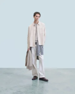 FROM FUTURE Chemise Manches Longues Poche Sable Sale