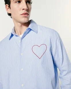 FROM FUTURE Chemise Manches Longues Popeline BleuRayé Online