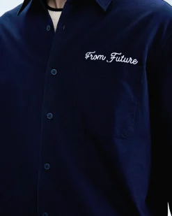 FROM FUTURE Chemise Manches Longues Popeline Navy Online