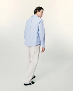 FROM FUTURE Chemise Manches Longues Popeline BleuRayé Online