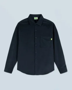 FROM FUTURE Chemise Manches Longues Velours Cotelé Navy Fashion