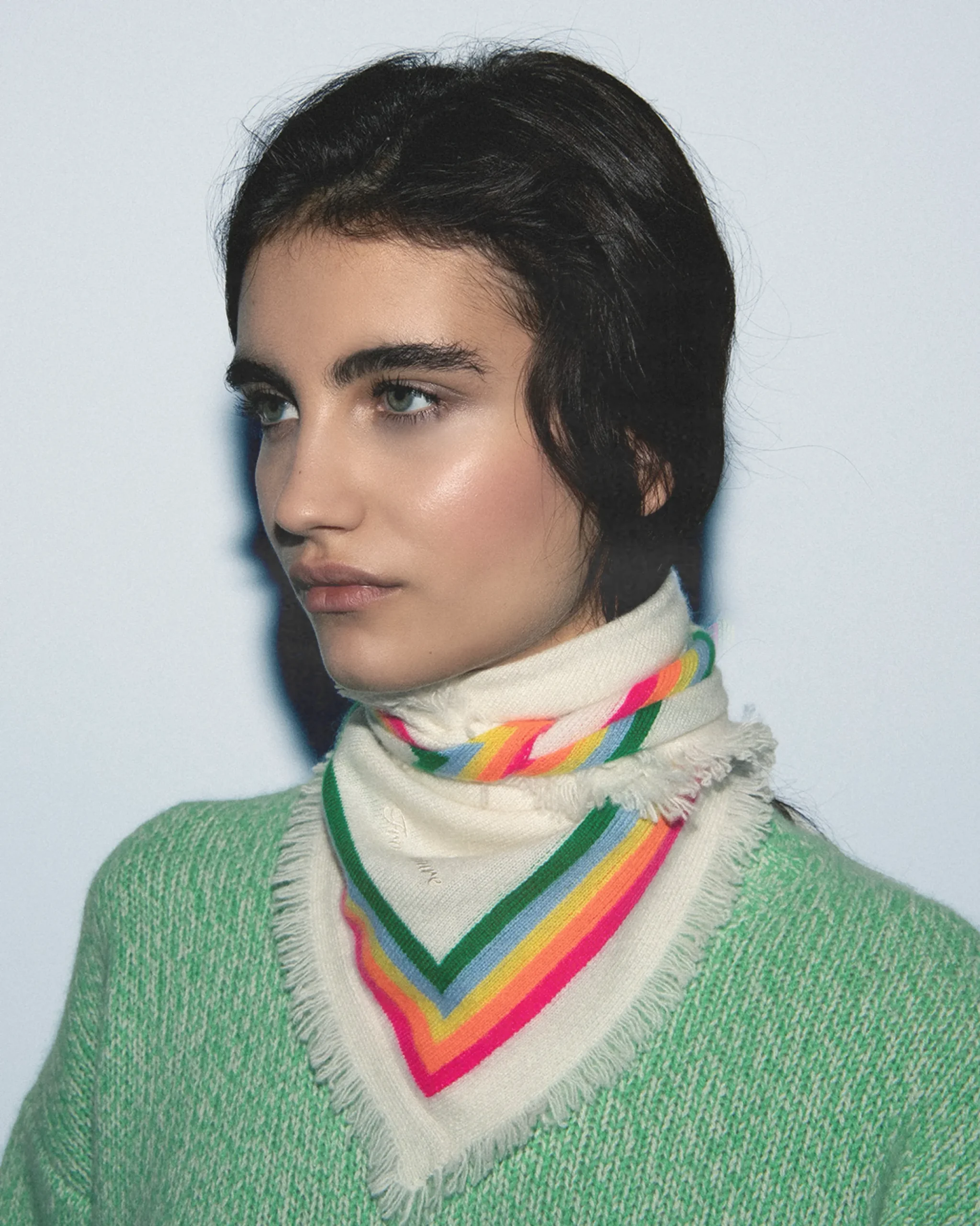 FROM FUTURE Foulard Regular Bande Multicolore Ecru Best