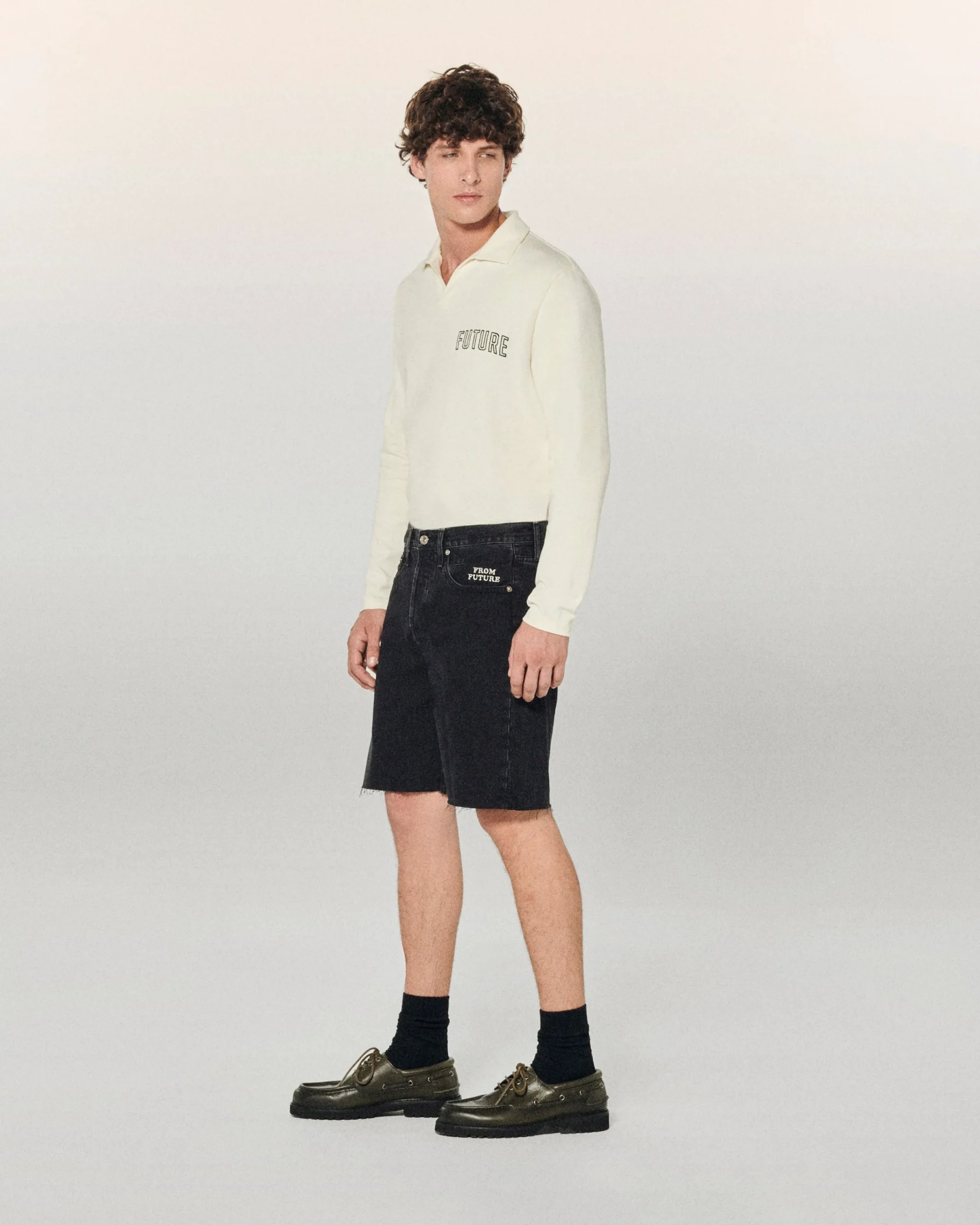 FROM FUTURE JACK Short Jean Noir Fashion