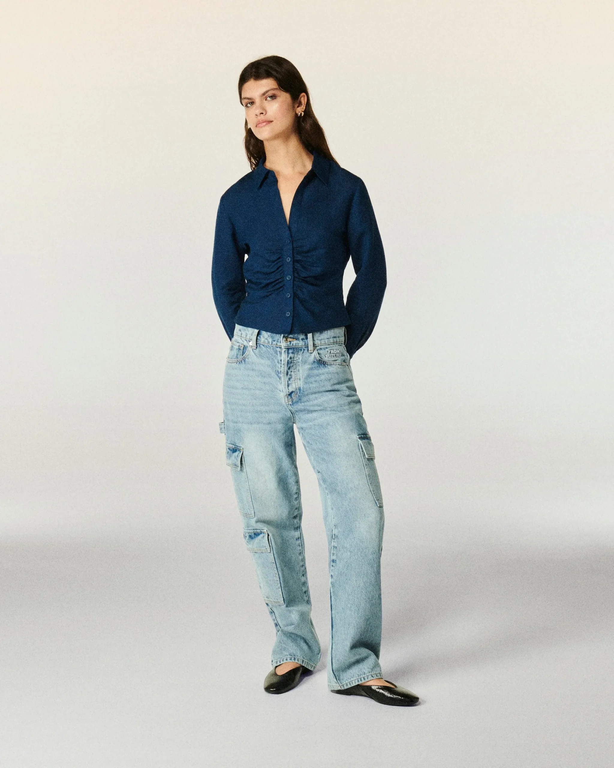 FROM FUTURE Jean Large BleuClair Discount