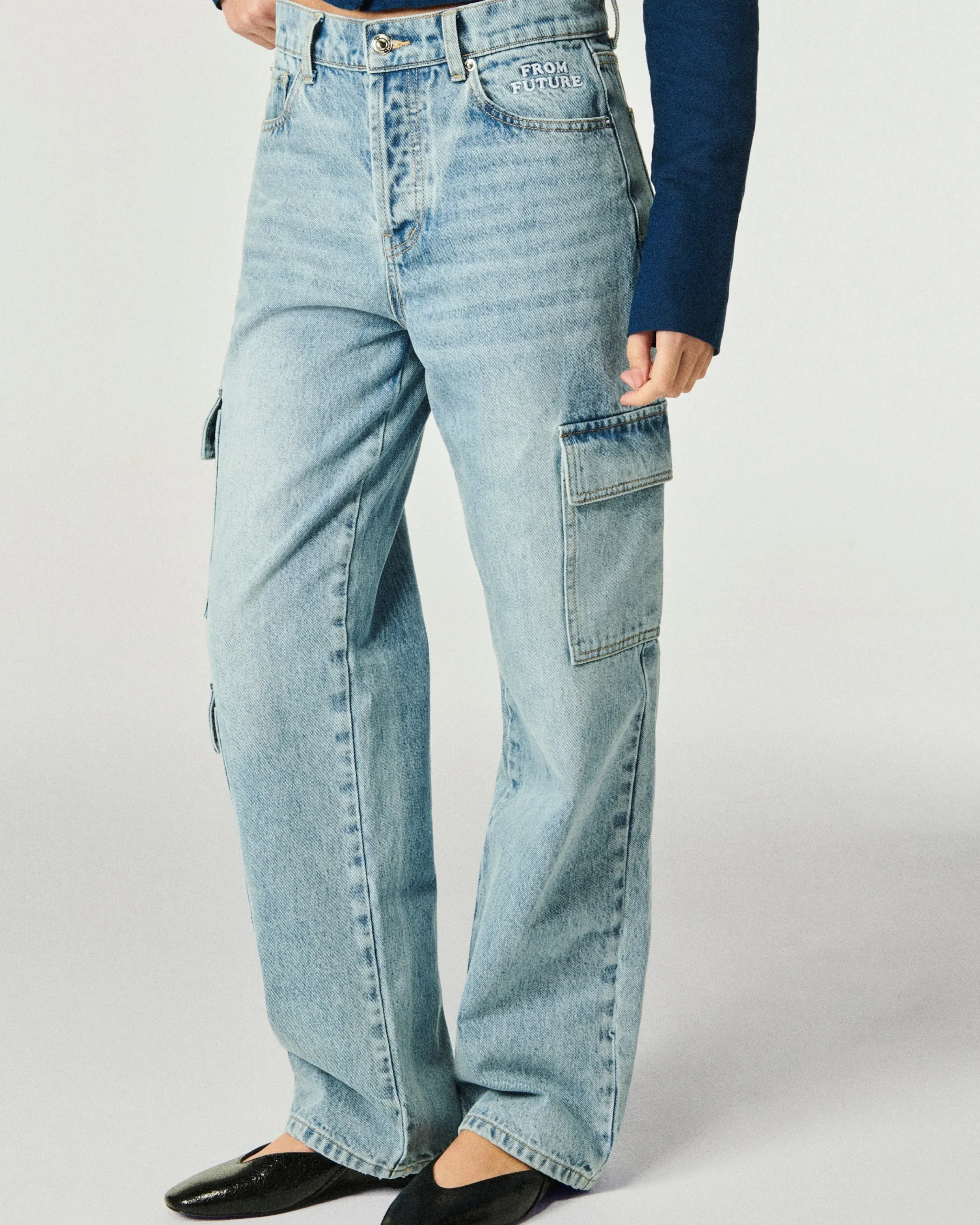 FROM FUTURE Jean Large BleuClair Discount