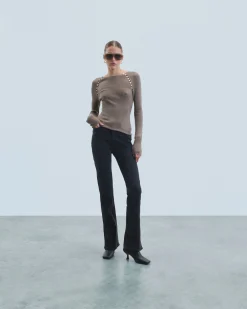 FROM FUTURE Joe Jean Bootcut Fente Noir Flash Sale