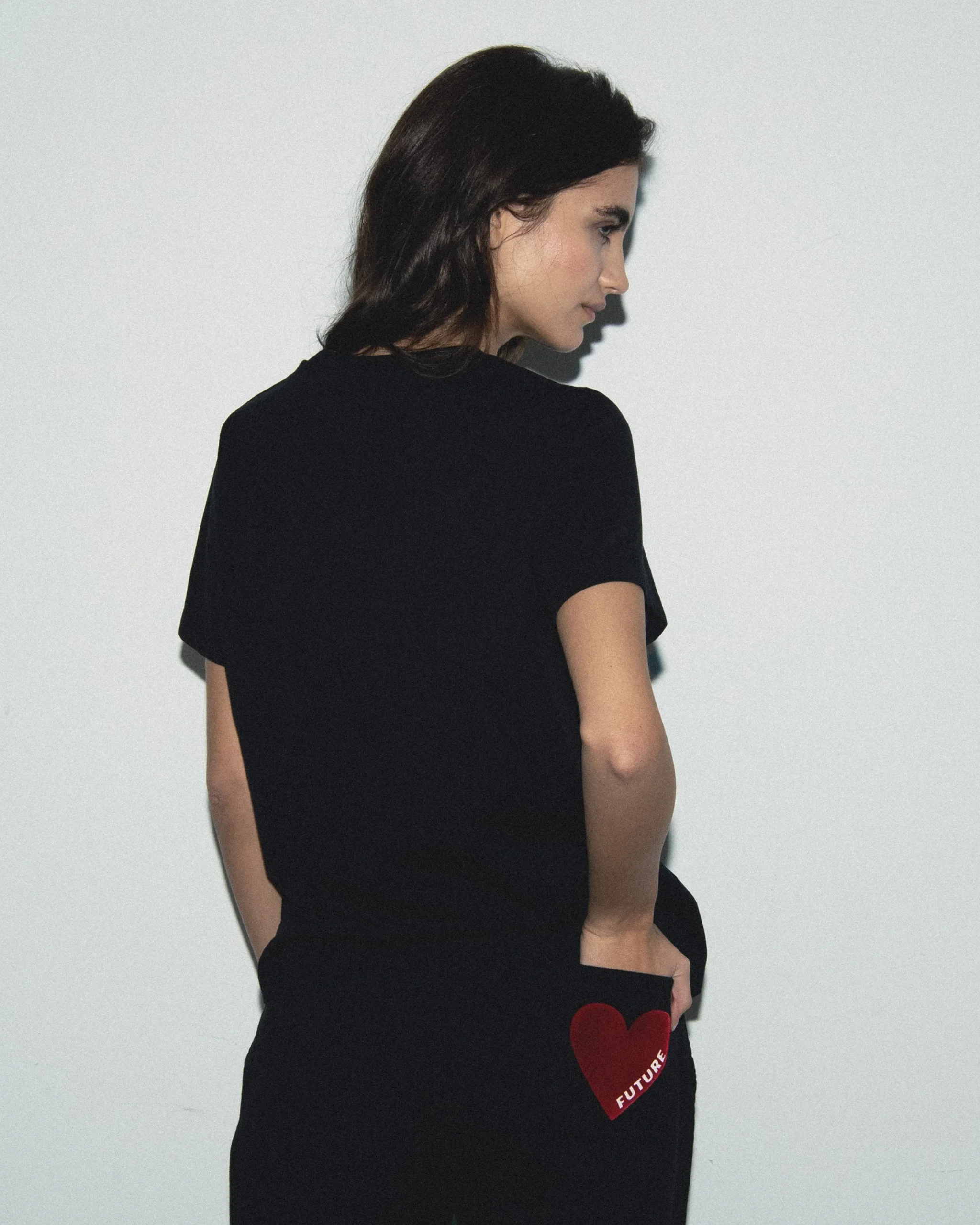 FROM FUTURE Jogging Droit Coeur Noir Hot