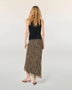 FROM FUTURE Jupe Mi Longue Mousseline WinterLeopard Best