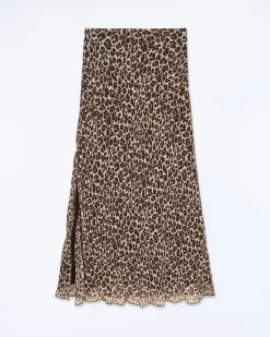 FROM FUTURE Jupe Mi Longue Mousseline WinterLeopard Best