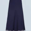 FROM FUTURE Jupe Mi-longue Navy New