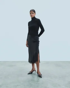 FROM FUTURE Jupe Mi-longue Navy New