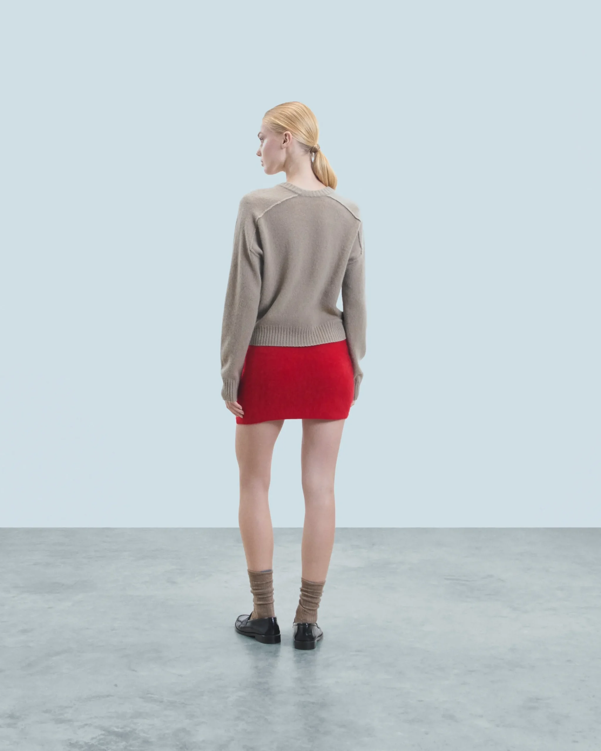 FROM FUTURE Jupe Mini en Cachemire Brossé HotRed Outlet