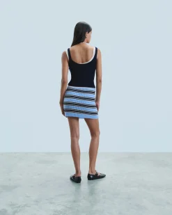 FROM FUTURE Jupe Mini Rayée FairyBlue Clearance