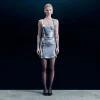 FROM FUTURE Jupe Mini Sequins Silver Hot