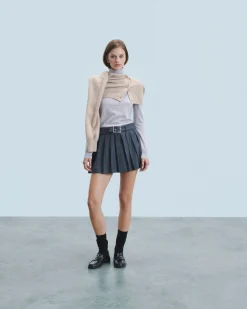 FROM FUTURE Jupe Mini Tailoring RayuresGris Sale