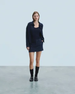 FROM FUTURE Jupe Mini Tailoring RayuresNavy Cheap