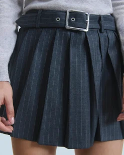 FROM FUTURE Jupe Mini Tailoring RayuresGris Sale