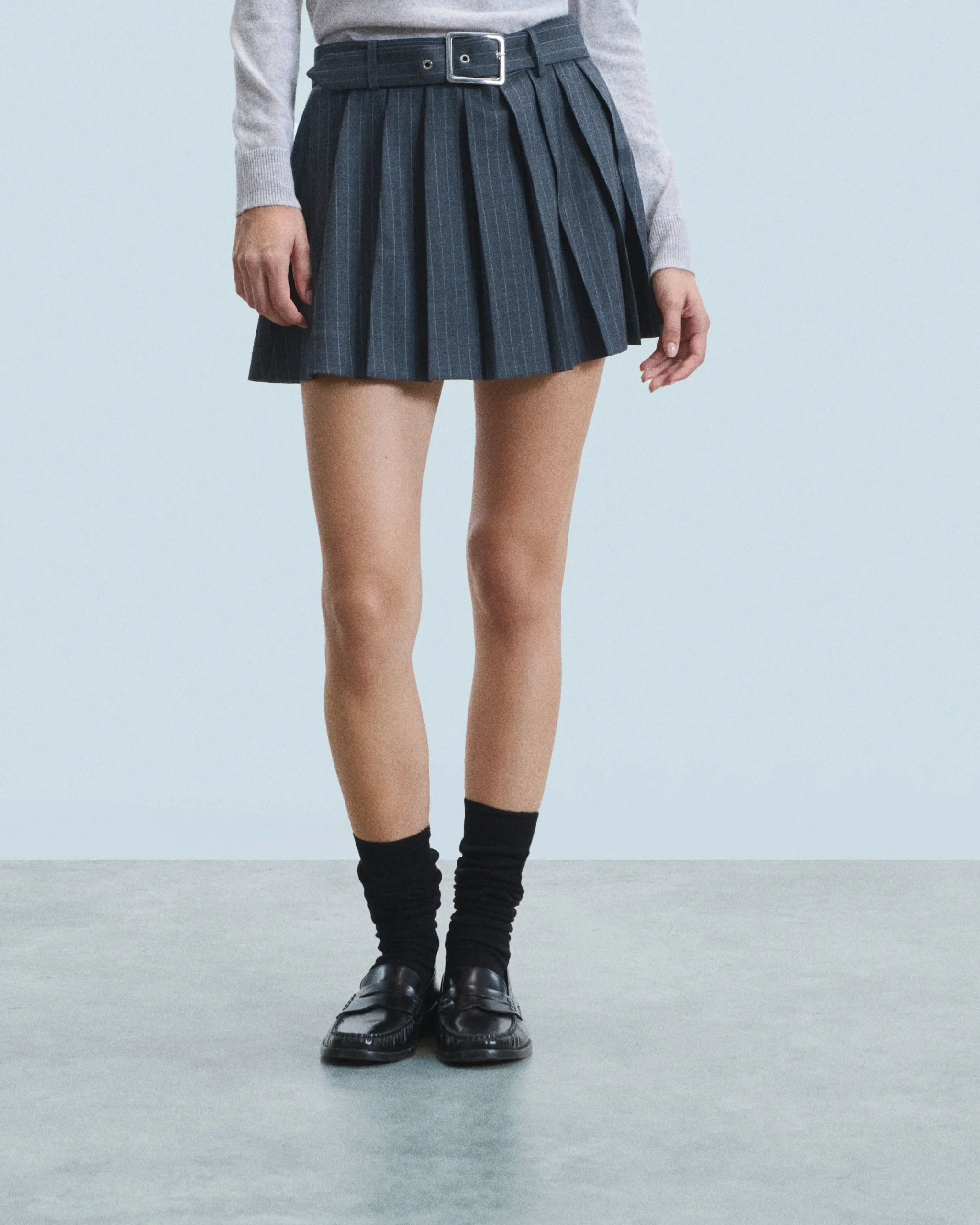 FROM FUTURE Jupe Mini Tailoring RayuresGris Sale