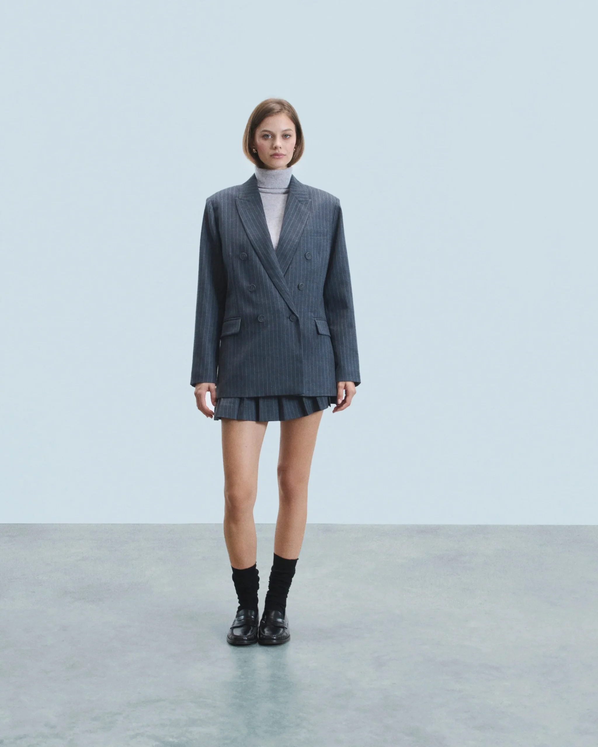 FROM FUTURE Jupe Mini Tailoring RayuresGris Sale