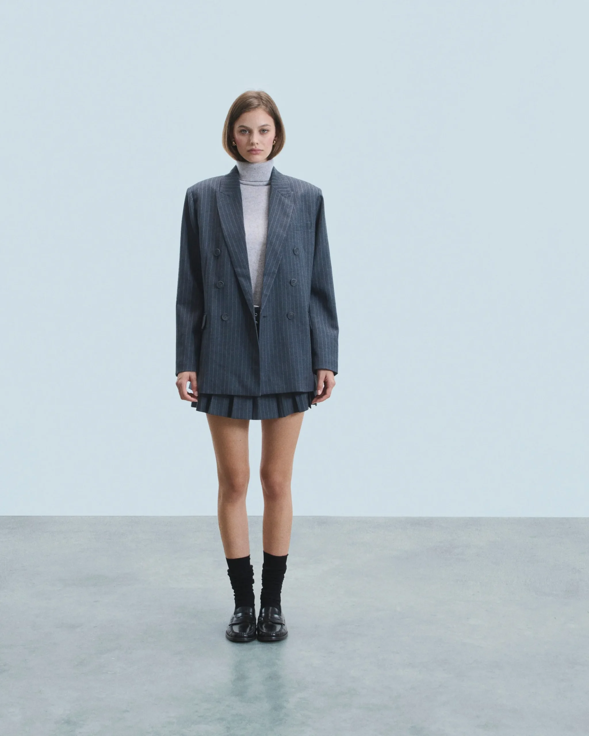 FROM FUTURE Jupe Mini Tailoring RayuresGris Sale