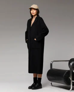 FROM FUTURE Outerwear Manteau Long Double Face Noir Hot