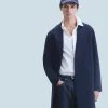 FROM FUTURE Outerwear Manteau Long Double Face Navy Outlet