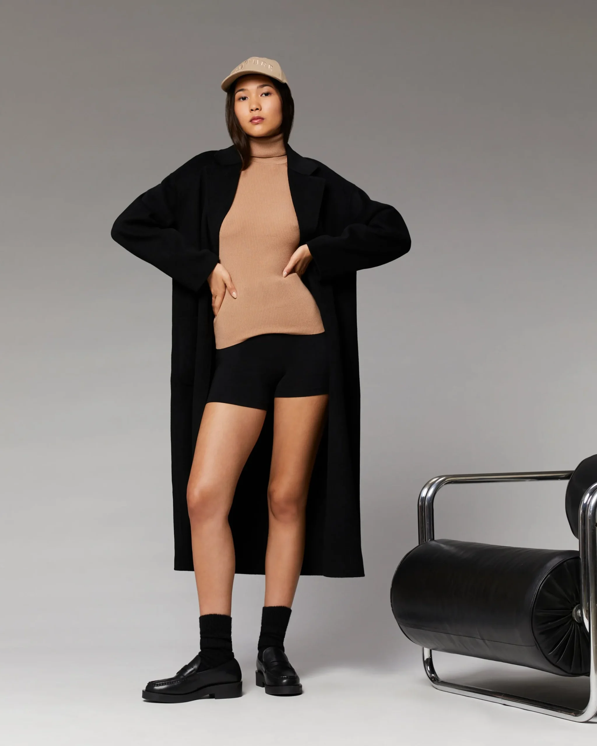 FROM FUTURE Outerwear Manteau Long Double Face Noir Hot
