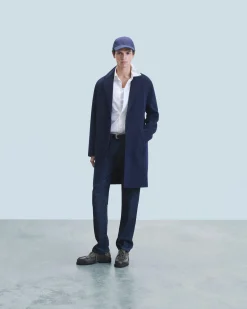 FROM FUTURE Outerwear Manteau Long Double Face Navy Outlet