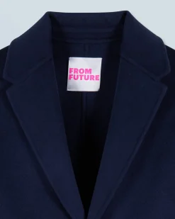 FROM FUTURE Outerwear Manteau Long Double Face Navy Outlet