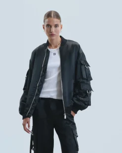 FROM FUTURE Outerwear Veste Bombers Satin Noir Store
