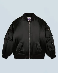 FROM FUTURE Outerwear Veste Bombers Satin Noir Store