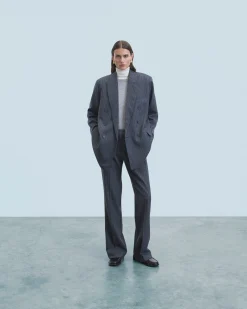 FROM FUTURE Pantalon Large Tailoring RayuresGris Sale