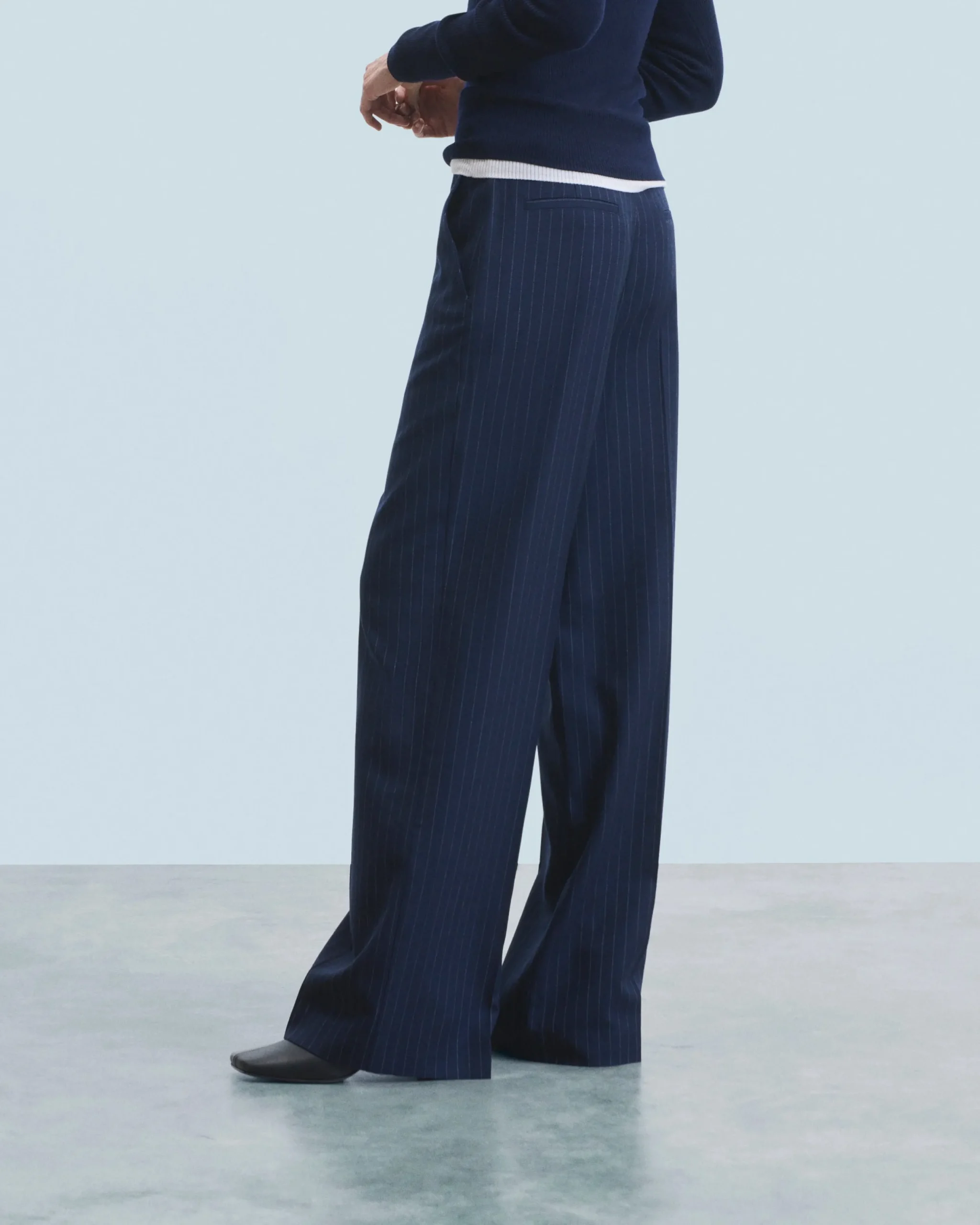FROM FUTURE Pantalon Large Tailoring RayuresNavy Flash Sale