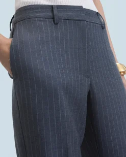 FROM FUTURE Pantalon Large Tailoring RayuresGris Sale